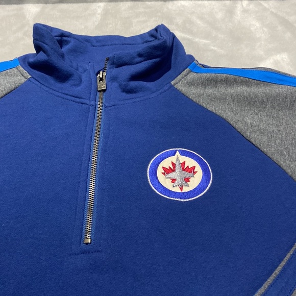 Winnipeg Jets NHL old time hockey 1/4 zip sweater 2011 embroidered logos size S - Picture 3 of 7